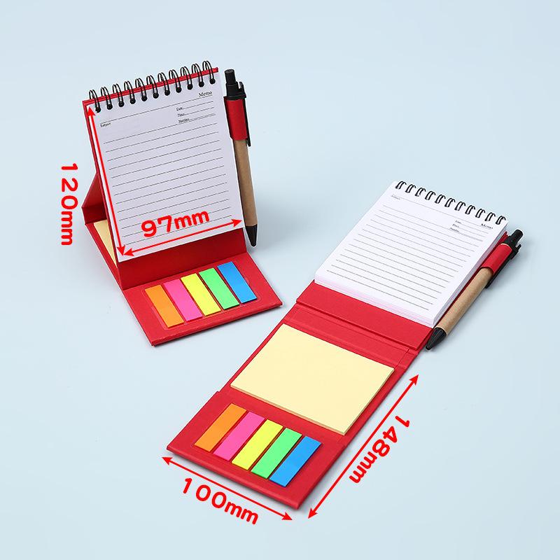Vertical Coil Notepaper for Study Work Office Message Recording Memo Notebook Colorful Tearable Self-adhesive Sticker Pad красный