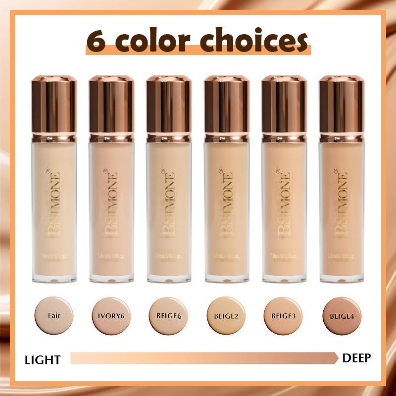 Bsimone Face Liquid Foundation Base Full Coverage Oil-Control Long Wear Smooth Lightweight Natural Cover Waterproof Matte
