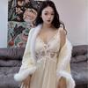 Carat Lover French Fleece-Lined Bathrobe & Camisole Long Dress - Women's Sexy Autumn/Winter Collection