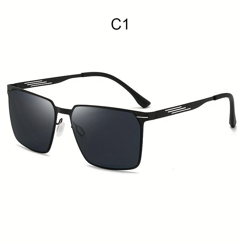 Men s sunglasses, fashionable metal square sunglasses for fishing while driving C1