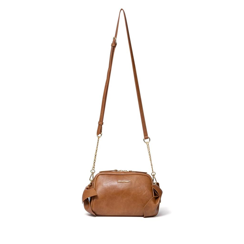 JILL STUART Pecot Shoulder Bag with Ribbon Feminine and Vintage Design, Style, JSLH5ES1, Camel, Women's