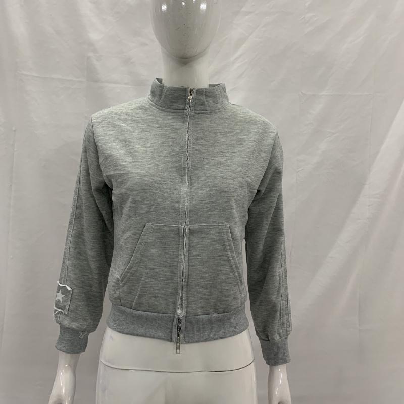 European and American casual slim fit spicy girl patch embroidery zipper jacket