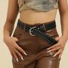 Fashion Skinny Belt Girls Glitter Hiphop Styles Belt Double Grommet Waistband for Punk Fashion Enthusiasts