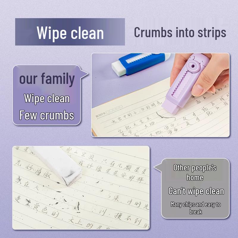 Push-Pull Eraser: Replaceable Core, Low-Crumb, Clean Finish, Multifunctional Stationery for Students.