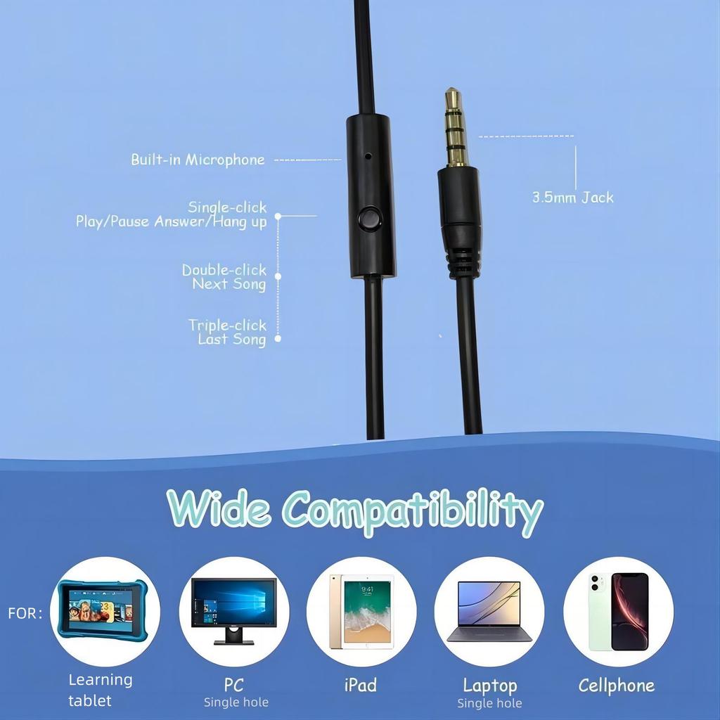 Universal Piano Student Headset with 6.5mm Plug for Phones and Laptops