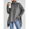 Pulover cu guler înalt, casual, la modă, larg, toamnă-iarnă, cu umeri goi, top neregulat pentru femei