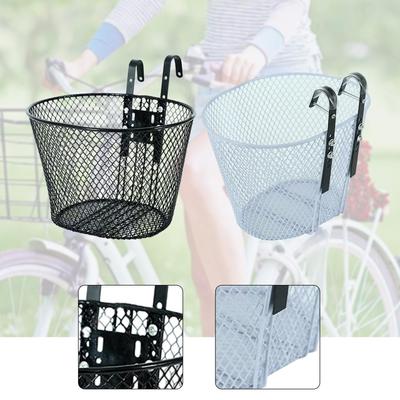 Bike Front Basket with Adjustable Hooks Rustproof Organizer Sturdy Bicycle