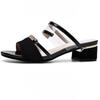 Fashion 2025 Summer Women's Modern Slippers Outdoor Fashion Metal Decoration Med Heel Sandals for New Elegant Open Toe Dress Zapatos