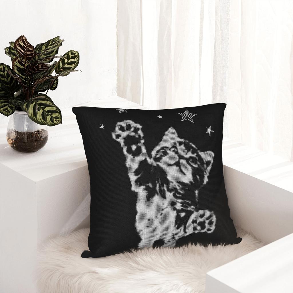 Soft Y2k Grunge Stars Cat Jumping Silly Pillowcase Polyester Cushion Cover Gift 2000s Vintage Pillow Case Cover Drop Shipping