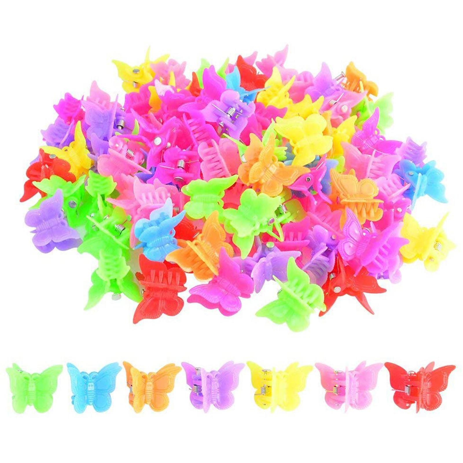 

100 упаковок заколок для волос с бабочками разных цветов, красивые мини-заколки с бабочками для девочек Bantoye, аксессуары для волос для девочек и женщин, случайный цвет