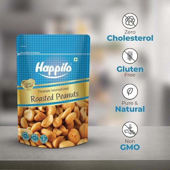 Happilo Premium Roasted Peanuts 160g, Rich in Protein, Fiber, and Essential Nutrients, Wholesome Snack, Rich Flavor