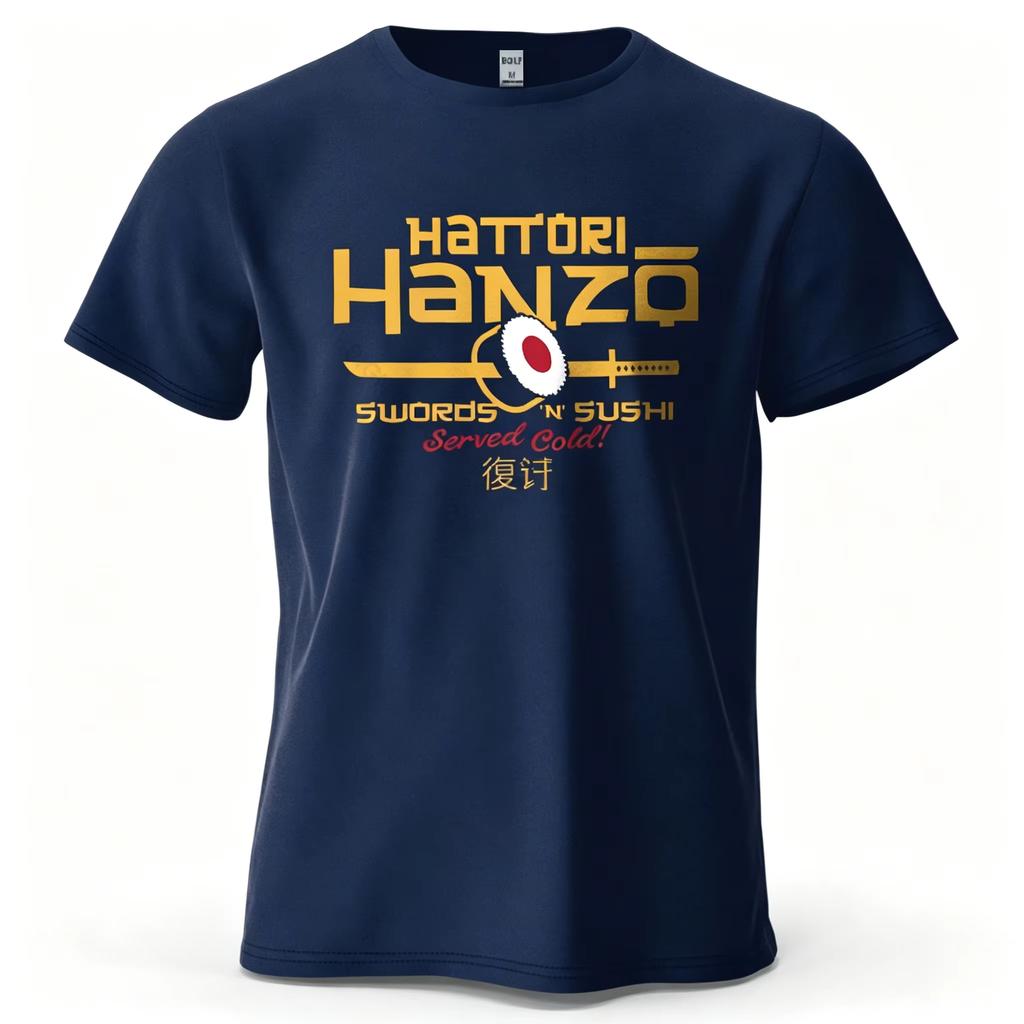 Hattori Hanzo TShirt Swords and Sushi Movie Graphic Casual Japanese Retro Unisex and Unisex Short Sleeve Cotton Streetwear T Shirt