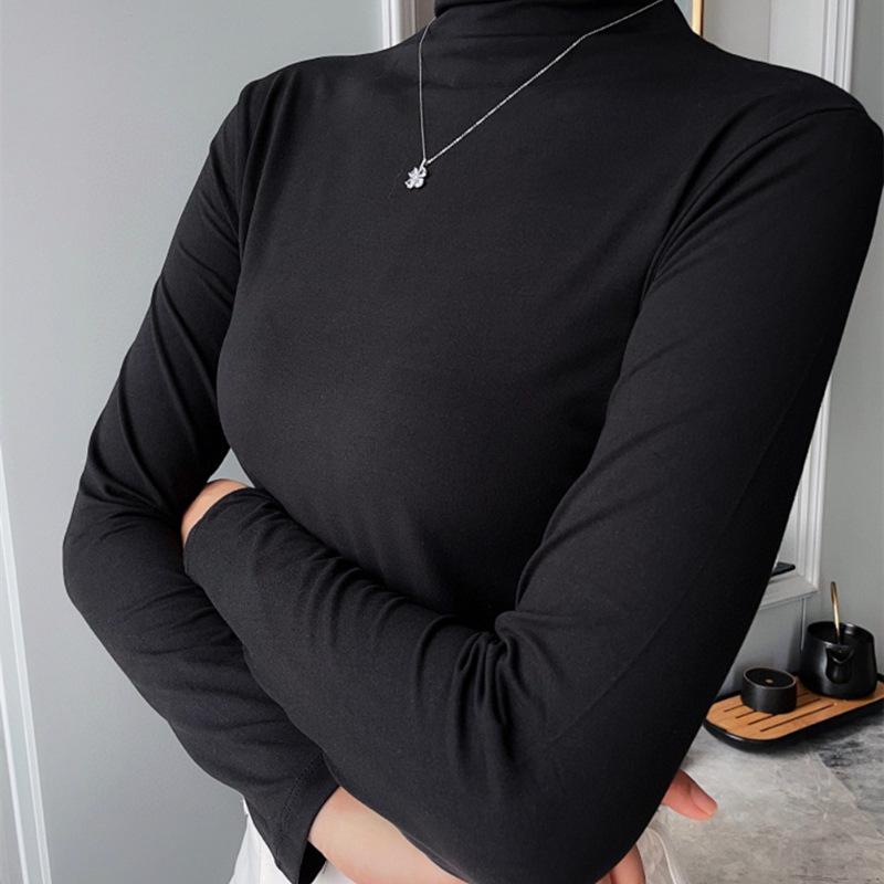 Früher Herbst Nude-Feel Langarm-Top: Hautfreundlich, Stehkragen, Neunfarben-Mode, Japanisch-Koreanischer Trend, Milchseide für Damen