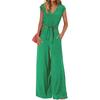 Spot 1116 Summer European and American Women's Clothing V-neck Lace-up Open-button Top High-waisted Wide-leg Pants Two-piece Set