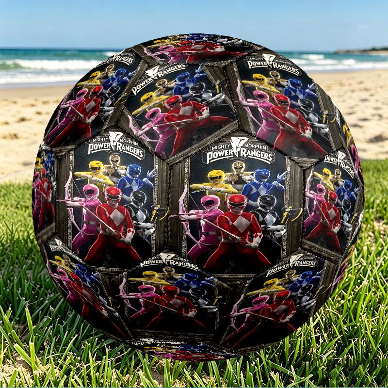 Mighty Morphin Power Rangers Print Size 5 Soccer Ball, PU Wear Resistant Football for Match Training and Daily Practice, Birthday Gift for Soccer Fans
