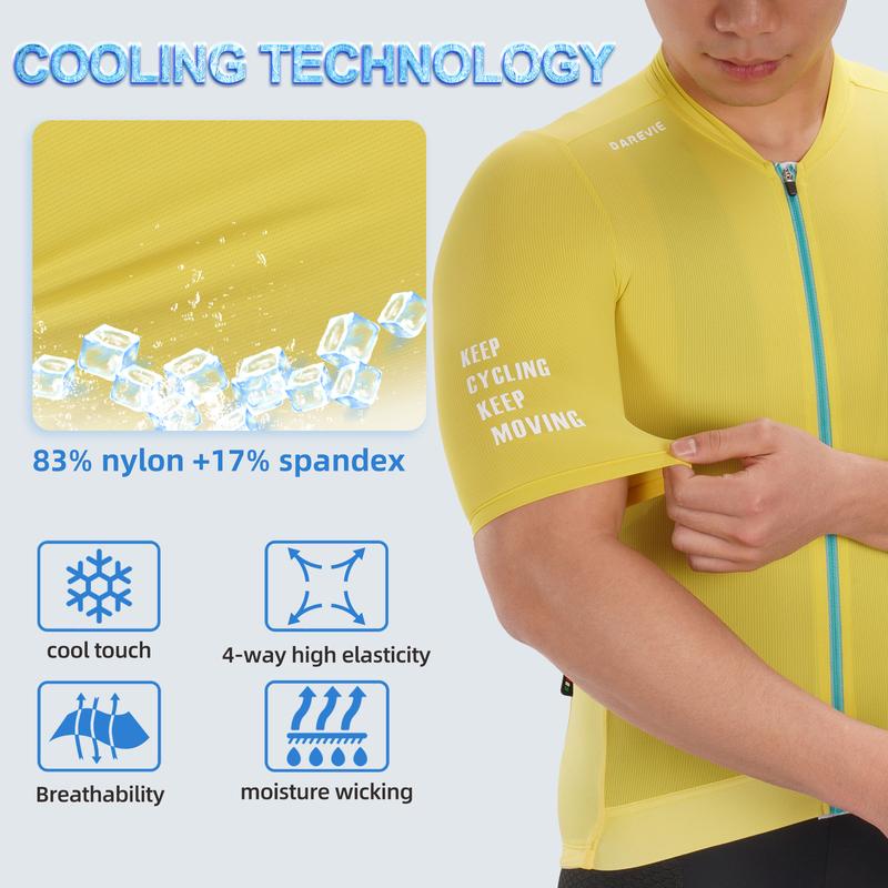 DAREVIE Cycling Jersey Cool And Refreshing Anti UV PRO Level Men's Cycling Shirt Moisture Wicking Non Slip Cycling Jersey Man