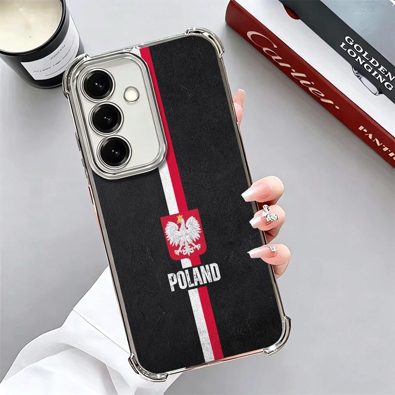 Poland Flag White Red Plating Phone Case For Samsung A17 A07 A37 A57 A16 A56 A15 A55 A14 A54 A13 A53 A26 A36 A25 A35 A24 A34 A23