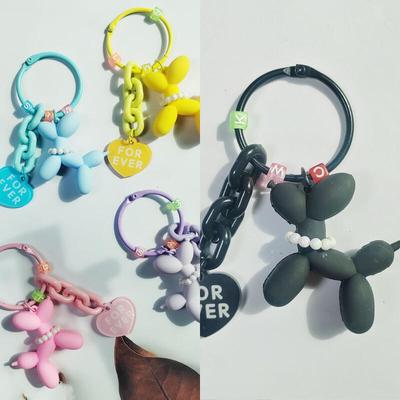 8color Puppy Poodle Heart Bag Ring Keychain