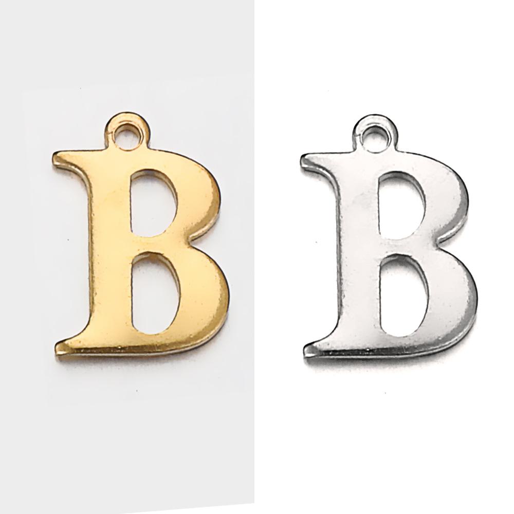 20pcs Stainless Steel Gold Letter Charm Initial Charms Alphabet Beads Pendants Assorted for Bracelet Necklace Jewelry Making DIY