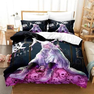 Neues Akudama Drive Bettwäsche-Set Cartoon Anime dreiteiliges Set Erwachsener Kind Schlafzimmer Bettbezug Sets 3D Kawaii Mädchen Für Heimtextilien