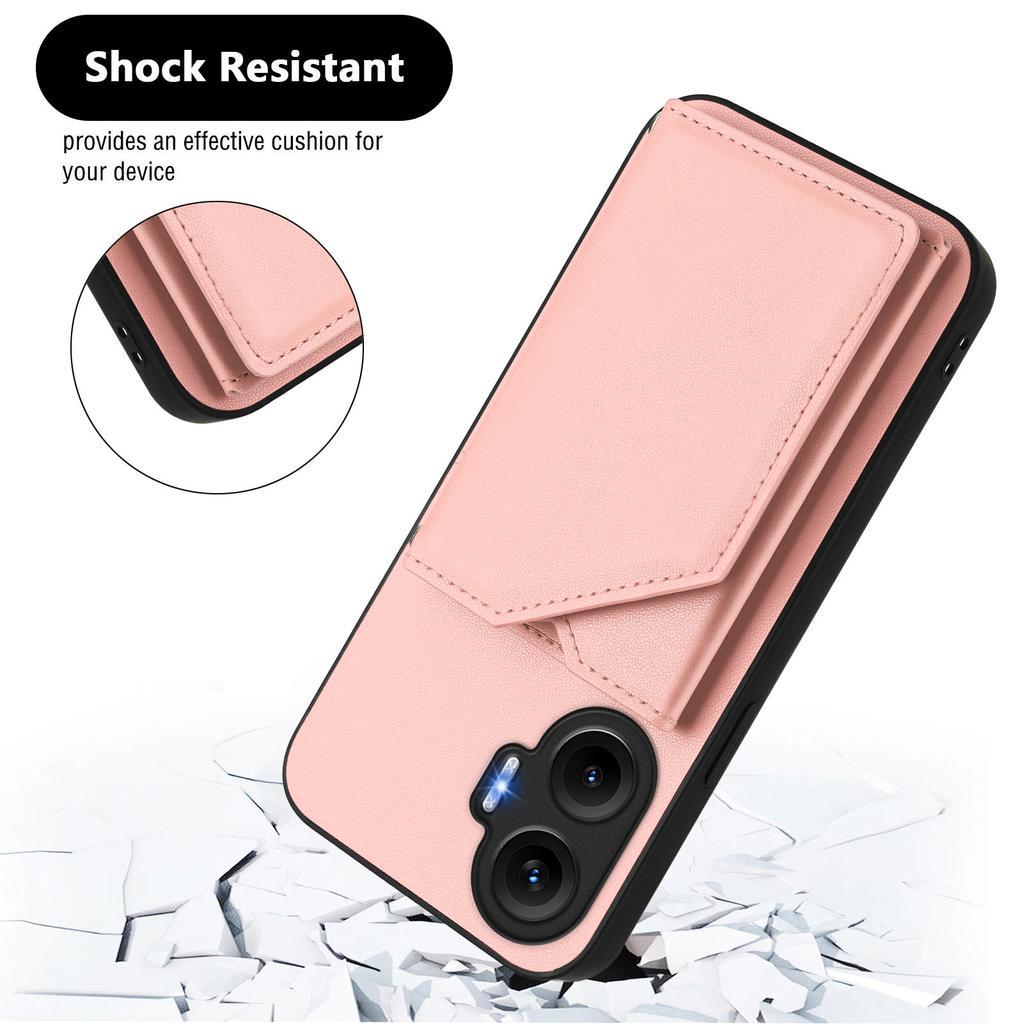 For Xiaomi Redmi Turbo 4 Pro 5G Case Card Holder Kickstand Skin-Touch Phone Cover with Wrist Strap