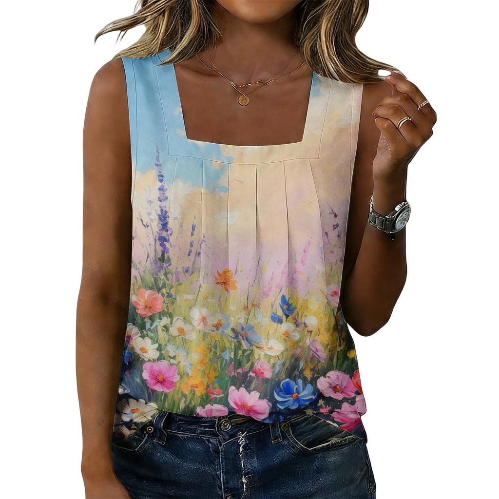 Women's Fashionable Casual Vintage Print Tank Top