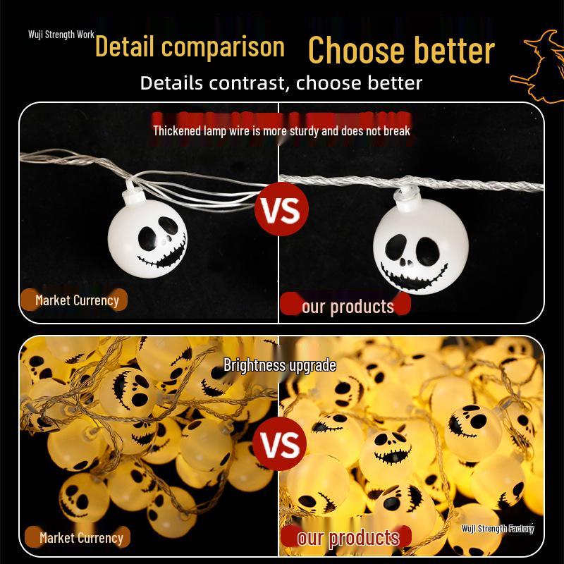 Light-Up Pumpkin String Lights for Halloween Decor and Party Ambiance