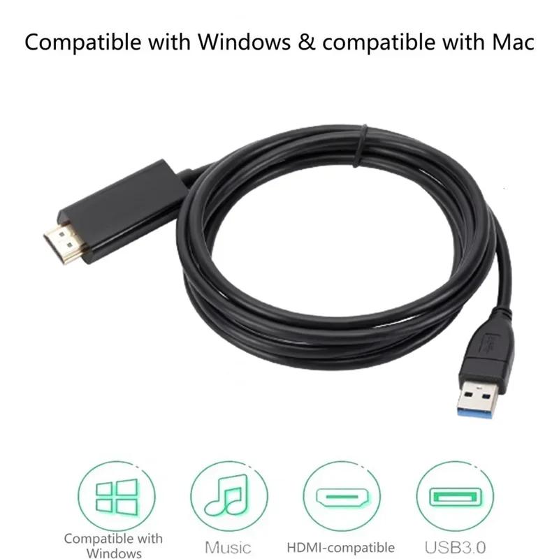 1.8M USB3.0 To HDMI-compatible Cable USB 3.0 HD TV Converter Adapter 1080P Projector Video Monitor Cable for Laptop PC Projector