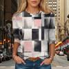 Women Autumn Tops Color Box Print Causal Long Sleeve T-shirt Top Blouse
