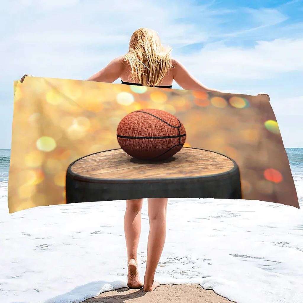 Basketball Large Beach Towel,Soft and Quick Dry Oversized Bath Soft Microfiber for Sports Girls Teens Adults Men