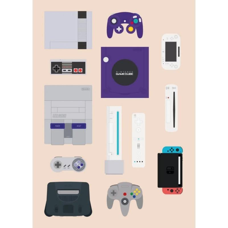 Retro Video Game Controllers Poster Handheld Game Console Gamepad Canvas Painting Wall Print Picture for Living Room Home Decor