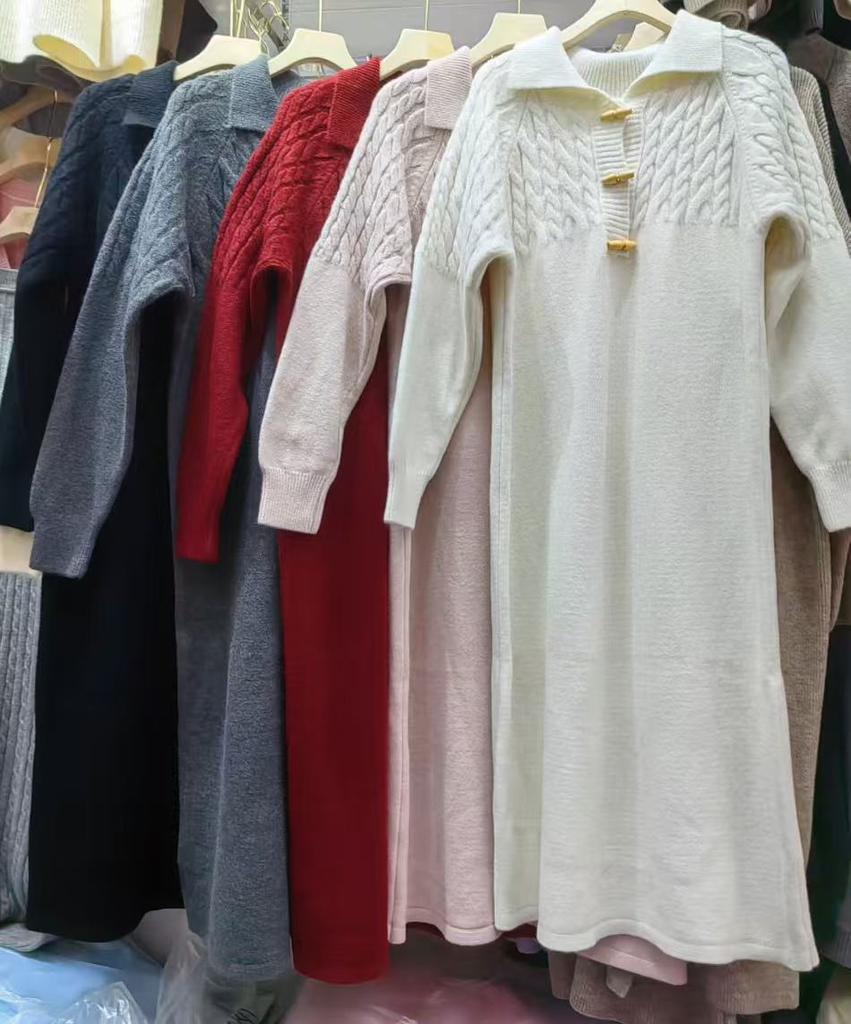 Lazy wind twist sweater dress women's autumn and winter new loose and thin versatile knitted dress women