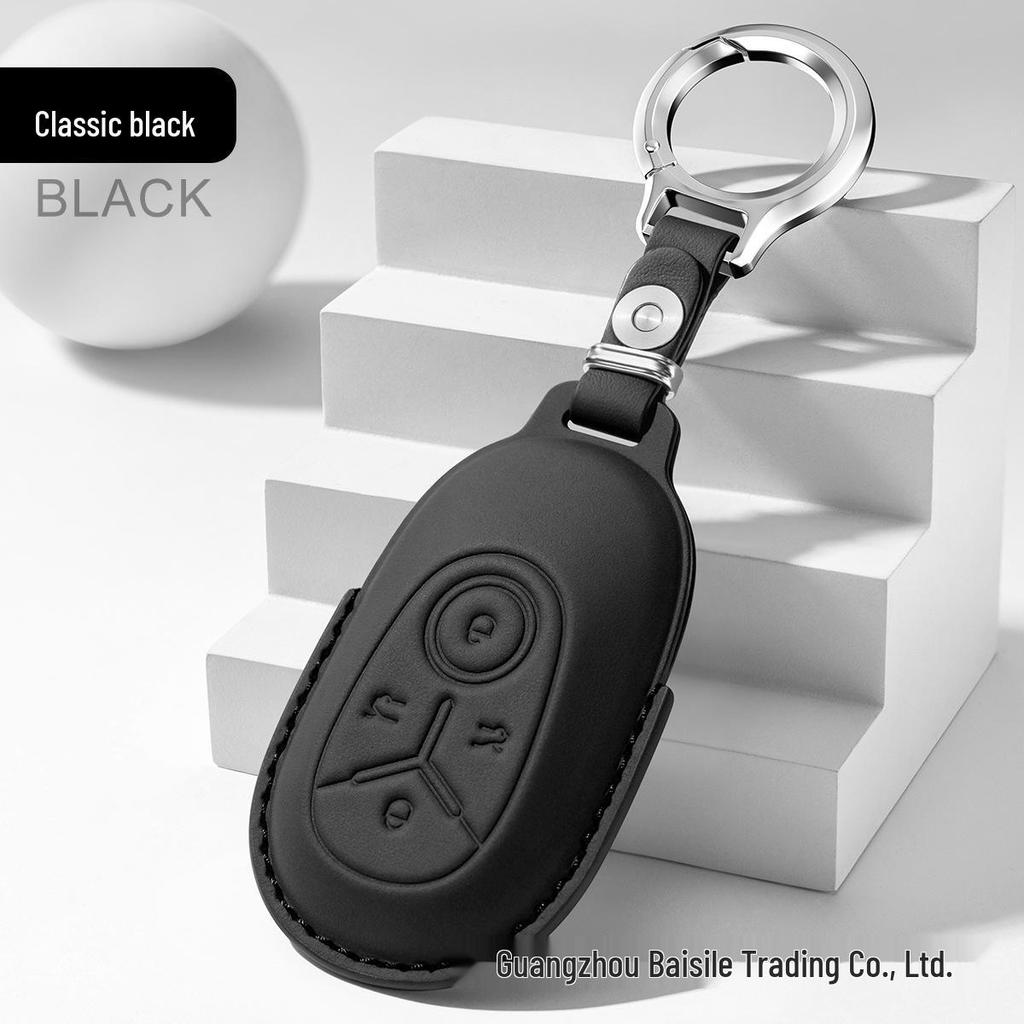 Premium Cowhide Key Cover for Geely Panda - Unisex Interior Accessory