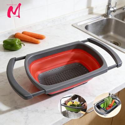 Collapsible Colanders Kitchen Strainer Basket Drain Folding Baskets Fruit Vegetable Foldable Draining Basket Kitchen Tools