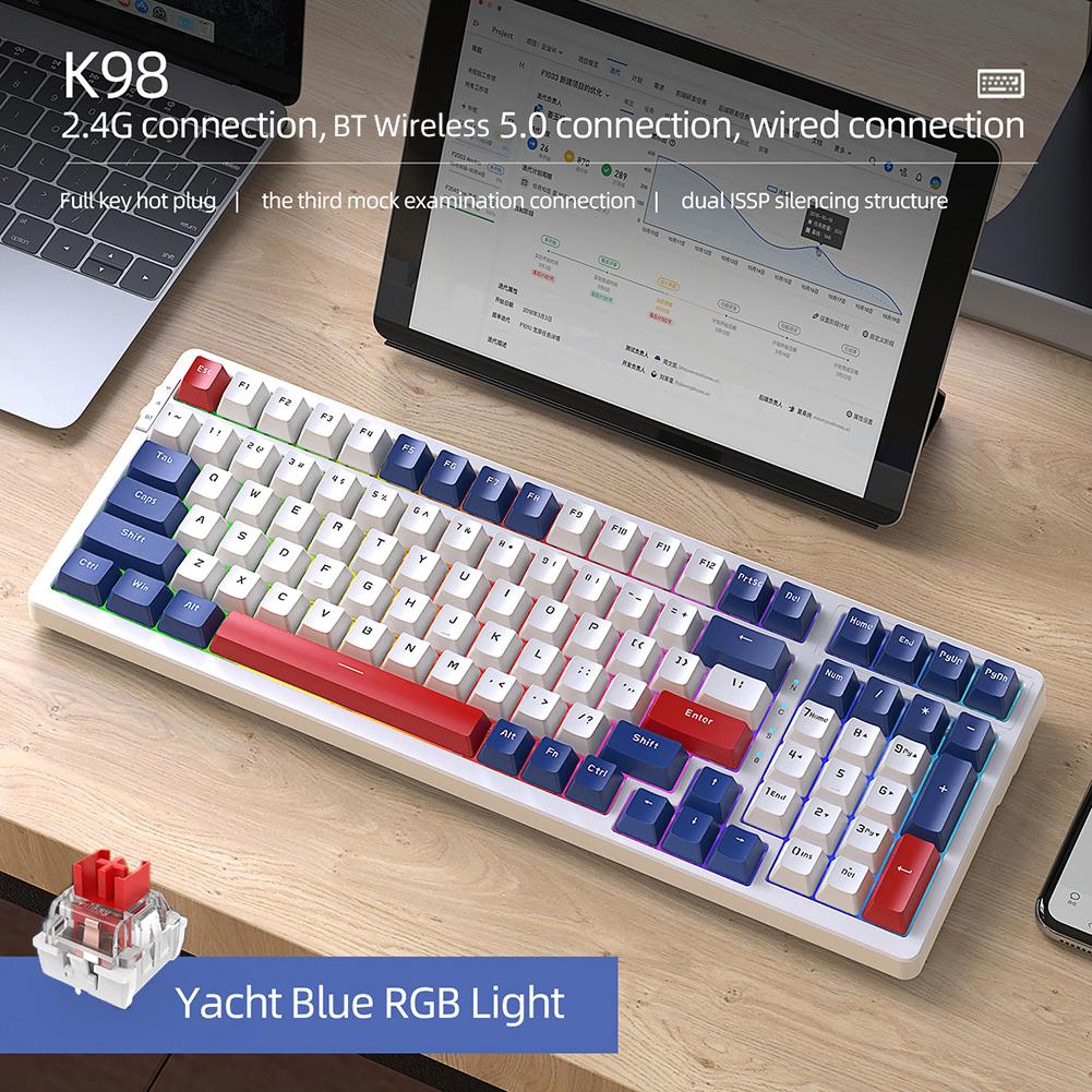 K98 Hot Swap Mechanical Keyboard 100Keys Anti-Ghosting Keyboard RGB Backlight Type-C Wired Gaming Keyboard for PC Desktop Gamer