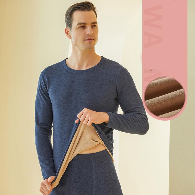 Winter Thermal Underwear Men Mock-neck First Layer 2 Pieces Under Panties and Undershirts Keep Warm Clothing Elastic 6XL