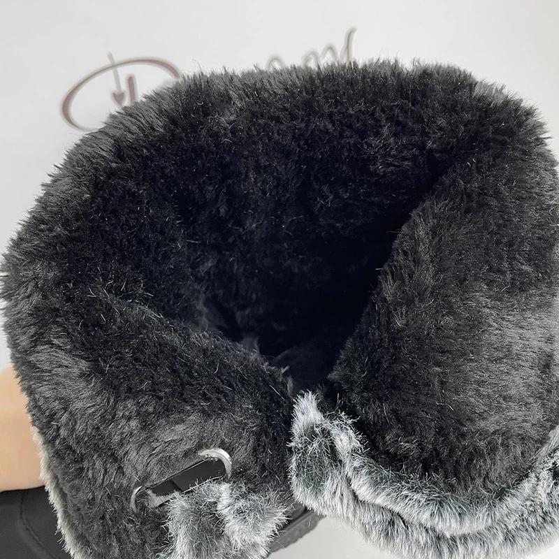 Fashion Non Slip Waterproof Winter Boots for Women 2025 New Thick Plush Platform Snow Boots Woman Rabbit Fur Warm Cotton Padded Shoes