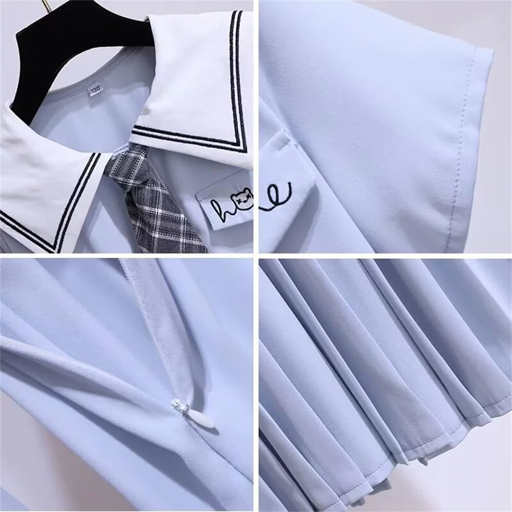 Summer Shirt Cute Short Sleeve Navy Sailor Pleated Sailor Princess Perfect for and Parties [Yhsuoxfd] Children's Dress, Girls' Dress, Dress, Style,