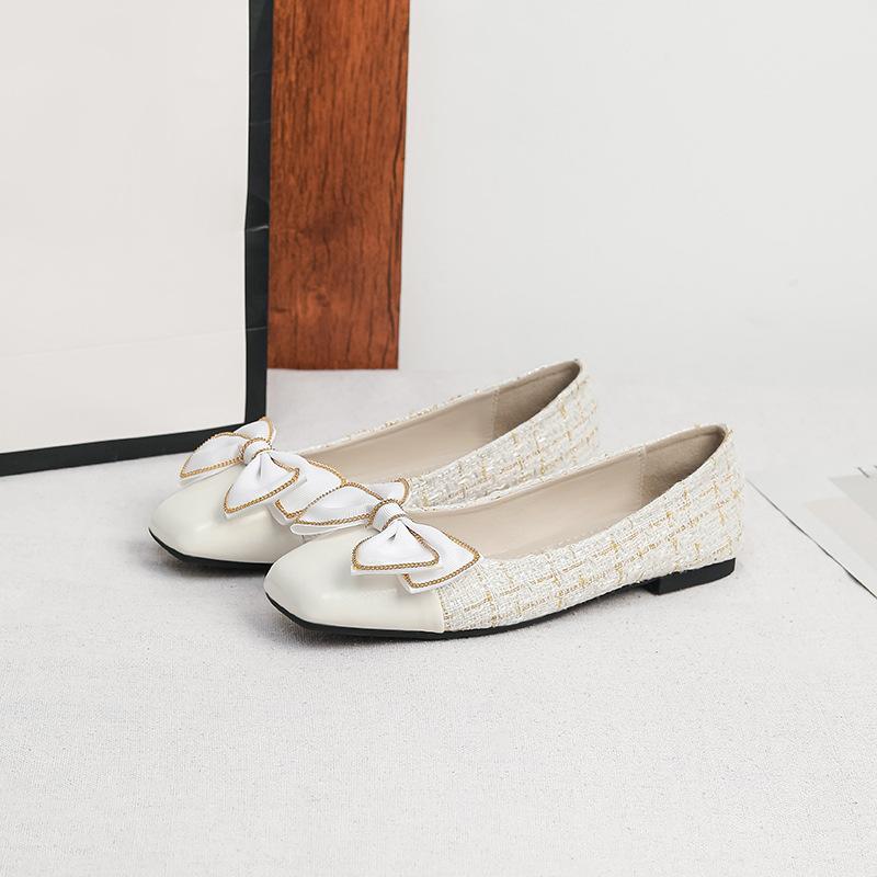 Women's Casual Ballet Flats Square Toe Ballerina Flats Shoes Comfortable Office Work Shoes With Bowknot Driving Flats for Women Non-Slip Dressy Shoes