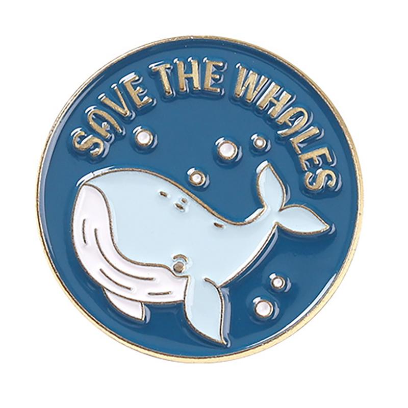 Whale Brooch Marine Animal Brooch Save Ocean Save Whale Enamel Clothing Accessories Backpack Brooch Badge Lapel Pins