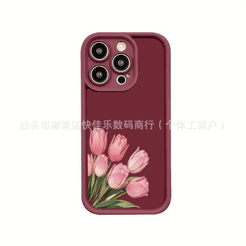 Tulip iPhone 16 Pro Max Phone Case 17 Apple 15/14/13 Flower 12 Full Coverage Protective Case 11 Soft