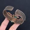 Emerald Bangle 999 Copper Wire Wrapped Jewelry, Handmade Gemstone Bangle Jewelry, For Wedding Gift