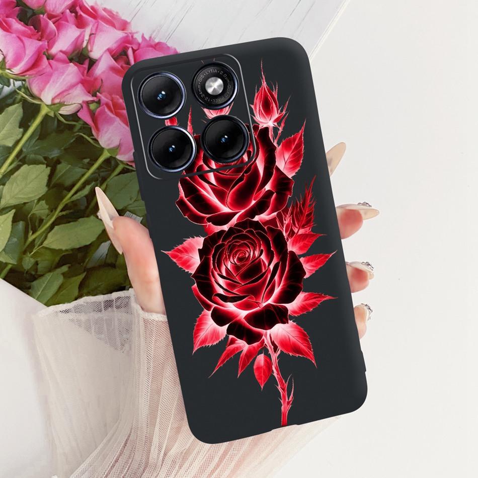 Für Motorola Edge 70 Fusion Niedliche Blume Schmetterling Katze Bemalte Hülle Für Motorola Edge70 Fusion 5G Schwarzes Silikon Weiche Handyhüllen