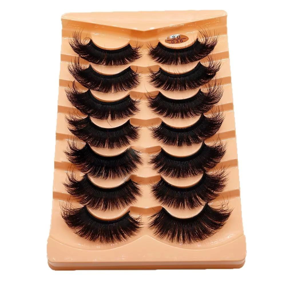Bulk Pack 7-10 Pairs Wispy Volume Handmade Cruelty-Free False Eyelashes Natural Look Faux Mink Sets Mix Length Black Cotton