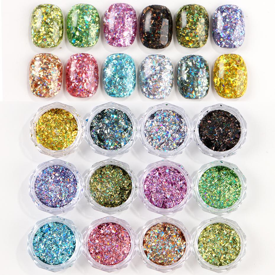 Xiaomi 12pcs Irregular Holographic Nail Art Glitter Sequins Sparkly Nail Flakes Foil Glitter Powder Mermaid Makeup Manicure Decorations