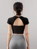 New Fitness Yoga Top with Chest Pads, Short Sleeves, Beautiful Back Design, Breathable, Quick-Dry, Slimming, Suitable for Pilates and Running, Autumn
