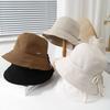 Women's Bucket Hat Foldable Fisherman Cap Korean Style Bow Plaid Spring Summer Sunshade Retro Fashion Cloth Simple Lady Hat New