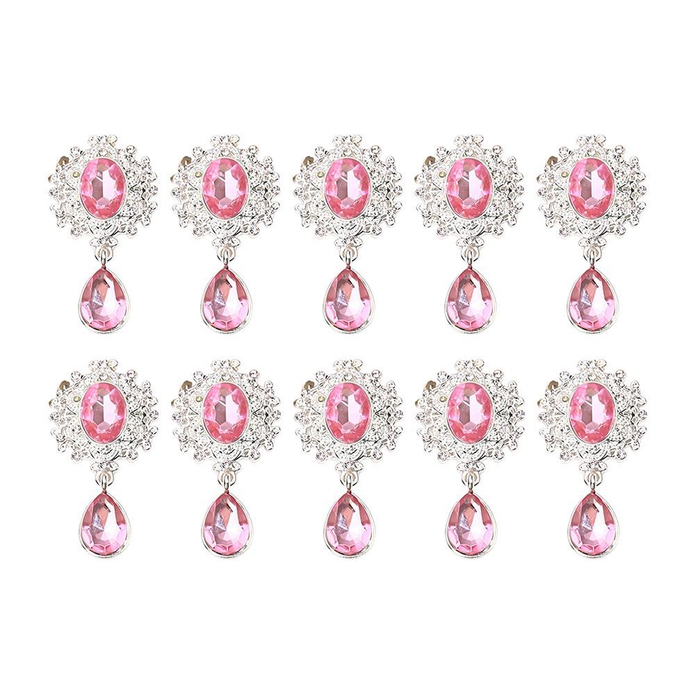 

10Pcs DIY Crafts Rhinestone Alloy Brooch Accessories Sparkling Crystal Silver Flat Back Sewing Button Pendant 4.6*2.4cm