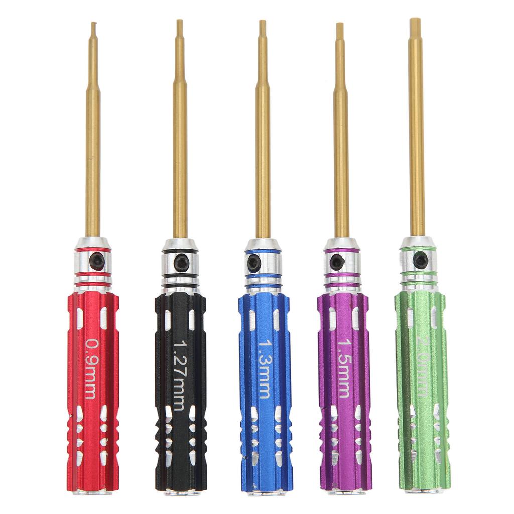 5pcs RC Screwdriver Set 0.9mm 1.27mm 1.3mm 1.5mm 2.0mm Steel Hex Screw Driver with Non Slip Handle