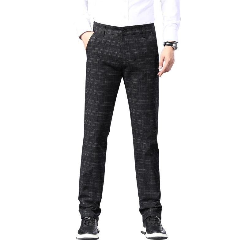 Summer New Fashion Versatile Plaid Cotton and Linen Casual Pants Men's Korean Version Trendy Elastic Straight Trousers